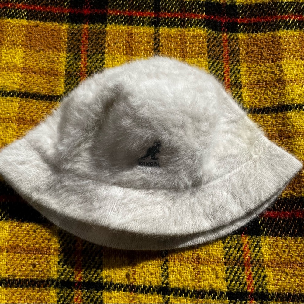Kangol White Fuzzy Bucket Hat